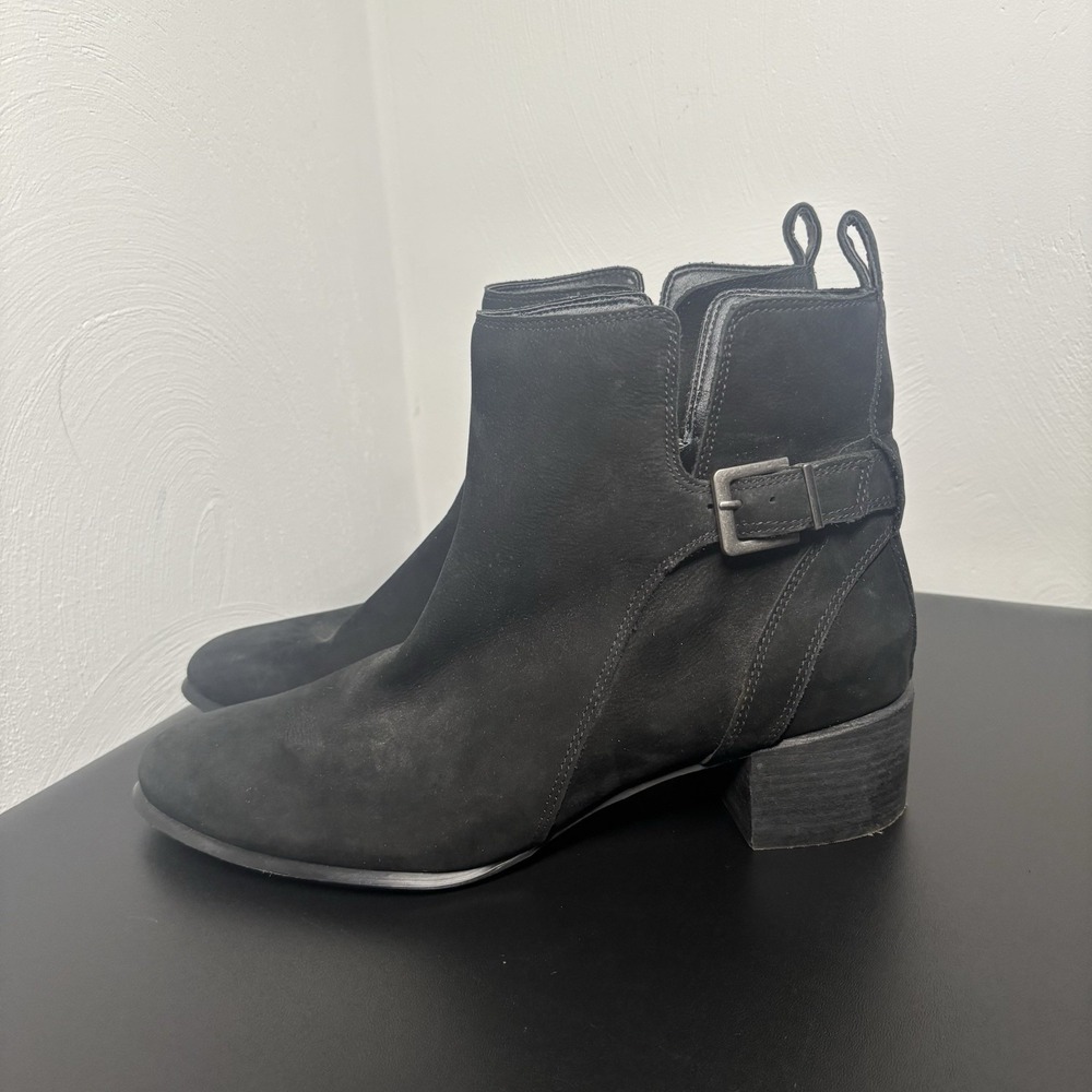 Vionic Black Suede Ankle Boots with Buckle